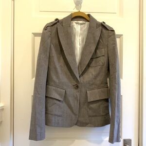 Diane Von Furstenberg DVF Desi Gray Wool Blend Military Blazer Jacket Size 4